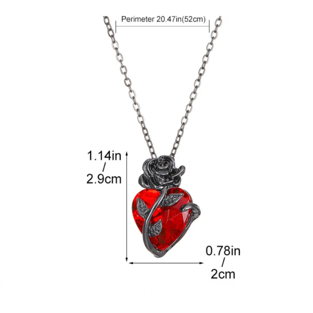 Gothic Rose Heart Necklace