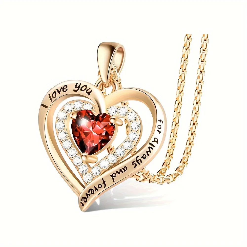 Red Zircon Pendant Necklace