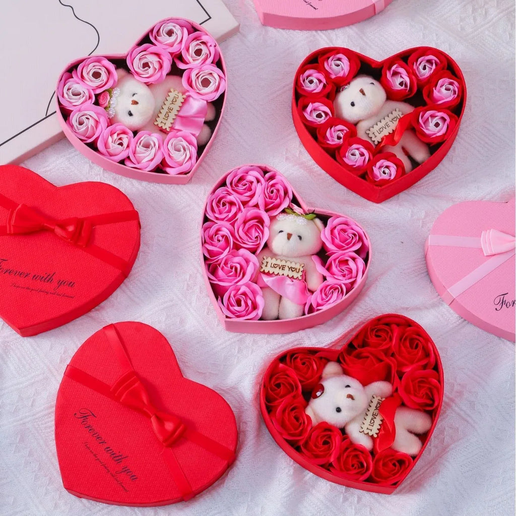 Rose Gift Box with Bear