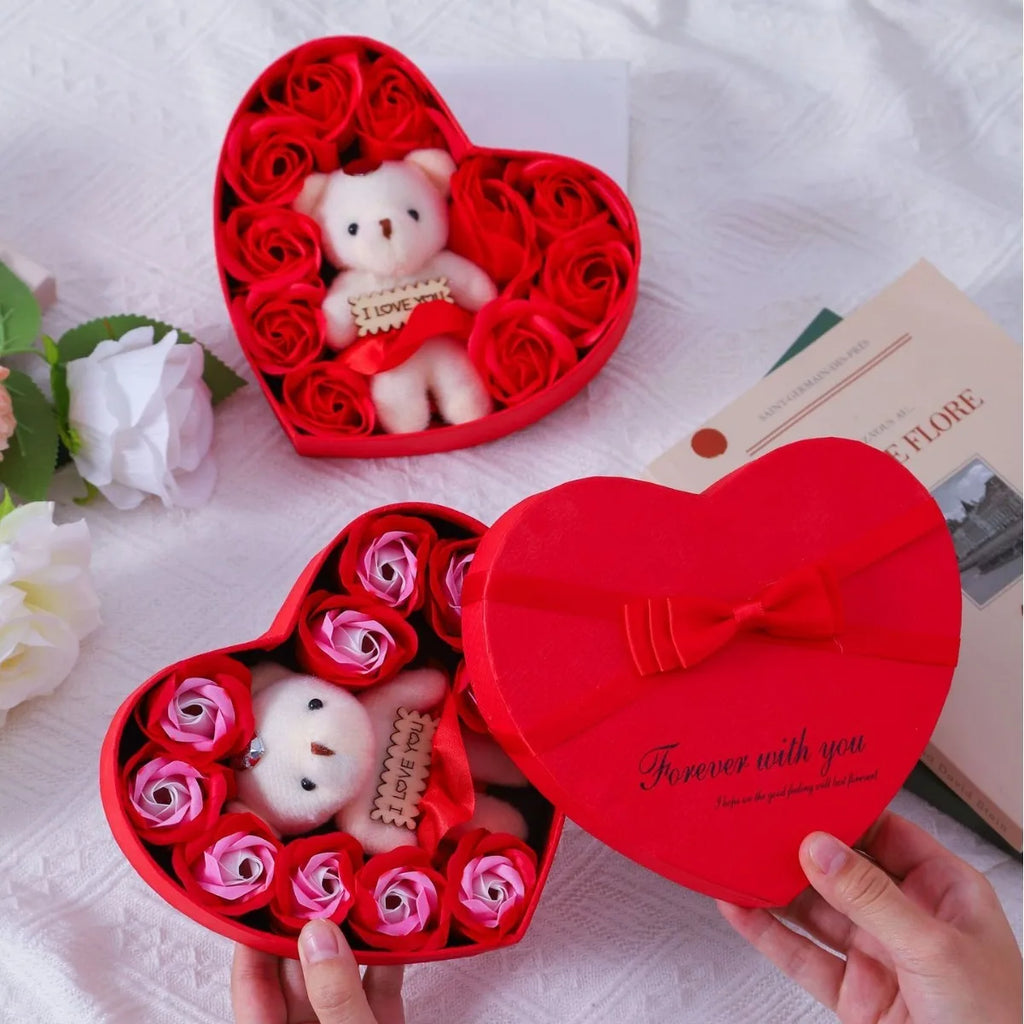 Rose Gift Box with Bear