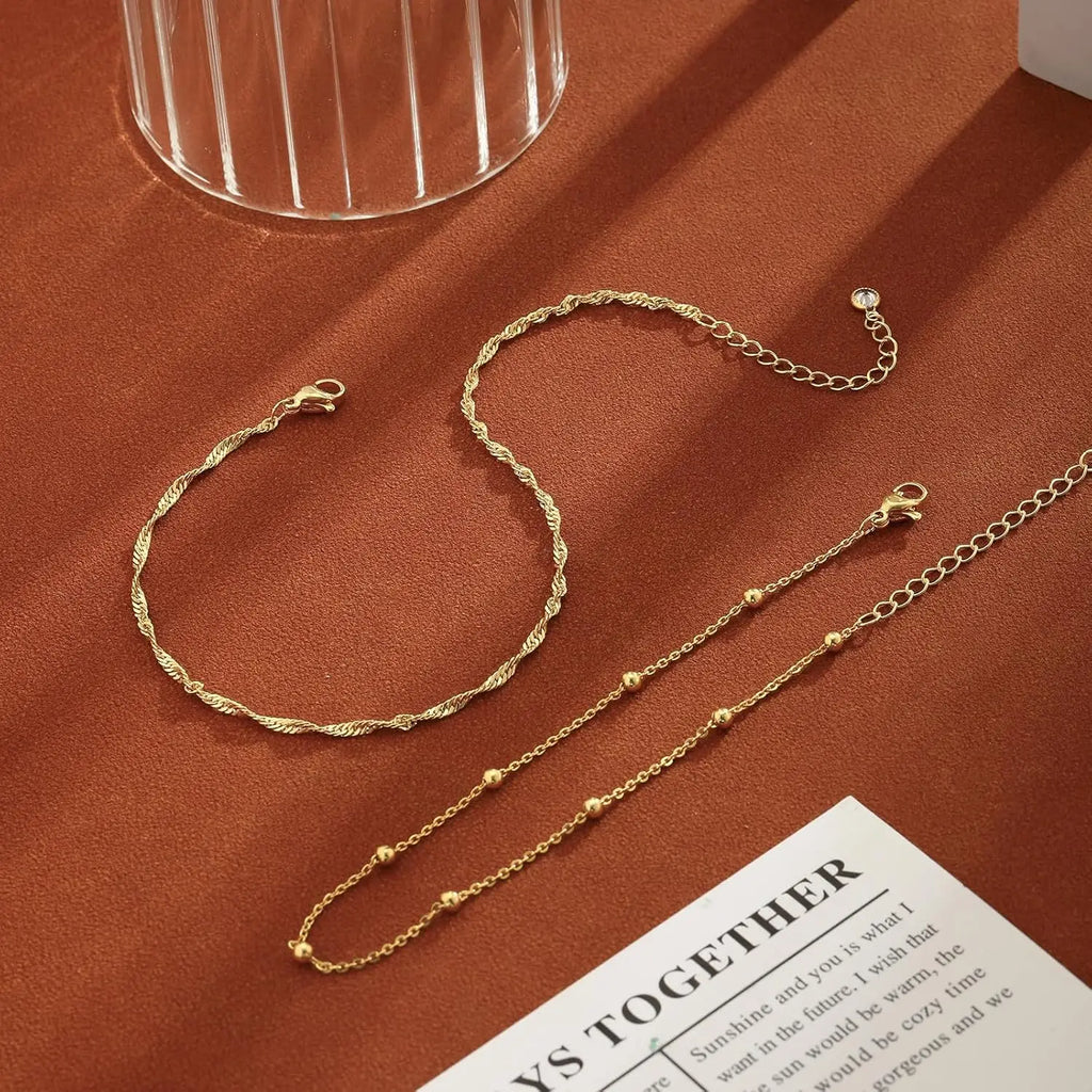 Gold Plated Anklet Set