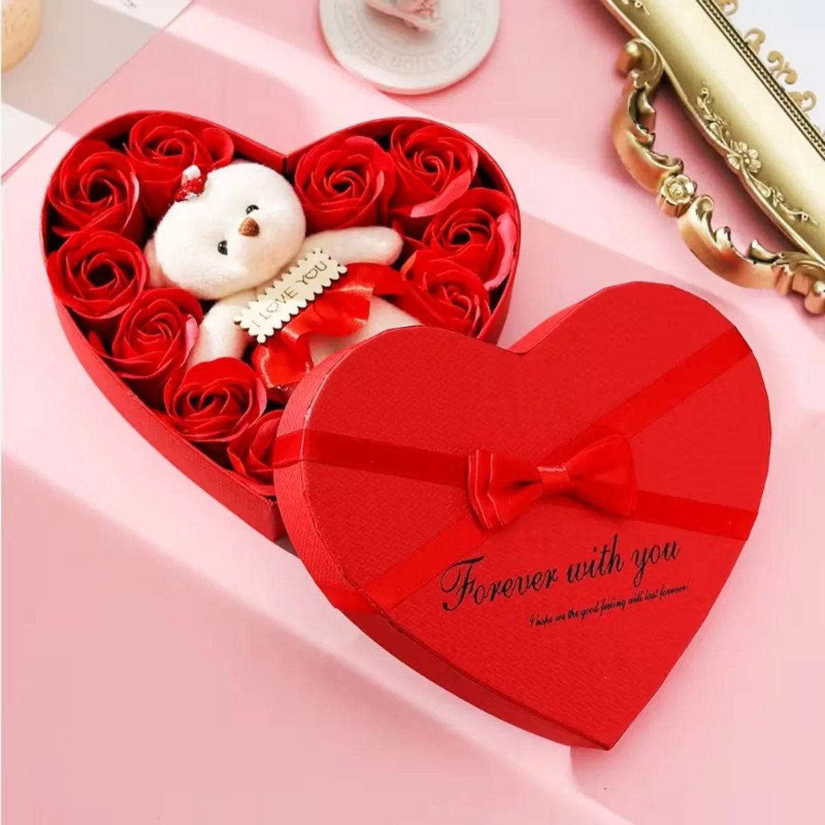 Rose Gift Box with Bear