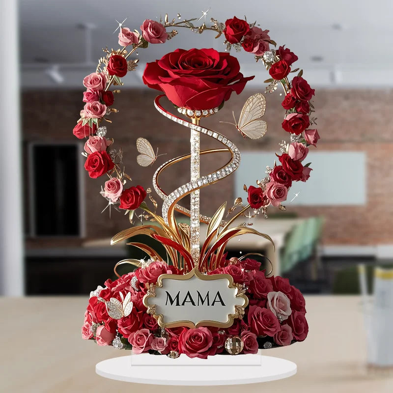MOM Rose Acrylic Ornament