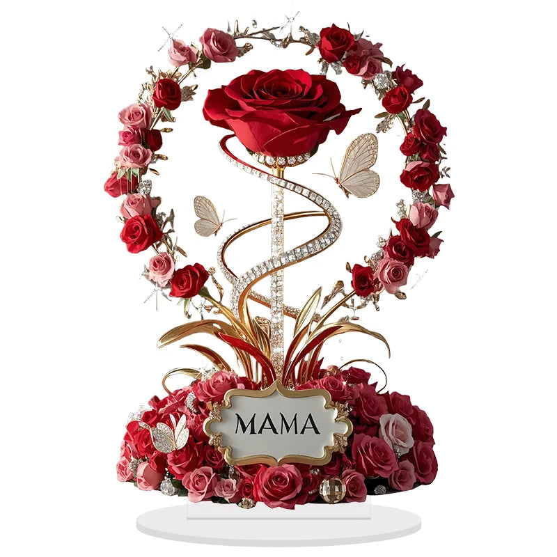 MOM Rose Acrylic Ornament