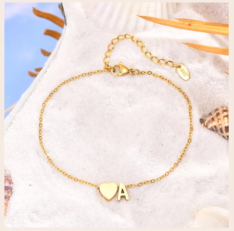 Heart Initial Anklet