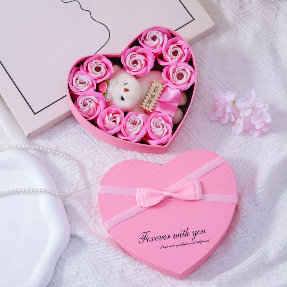 Rose Gift Box with Bear