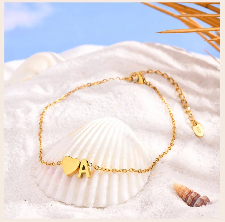 Heart Initial Anklet