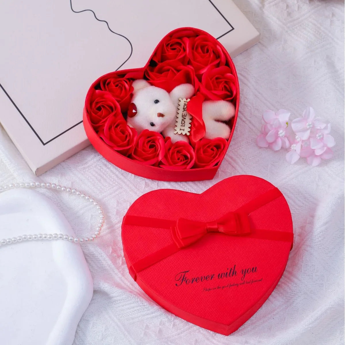 Rose Gift Box with Bear