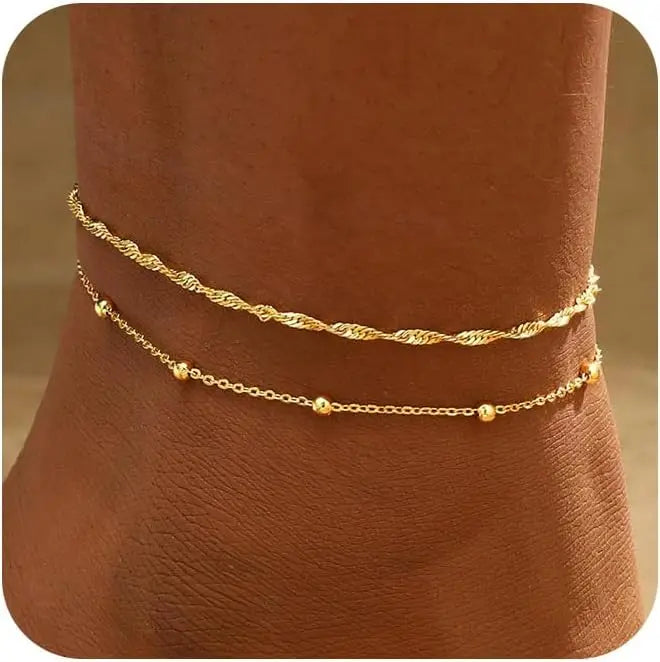 Gold Plated Anklet Set