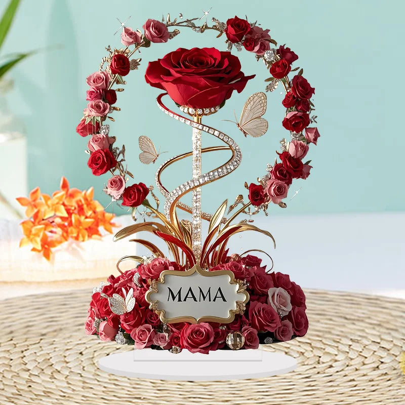 MOM Rose Acrylic Ornament