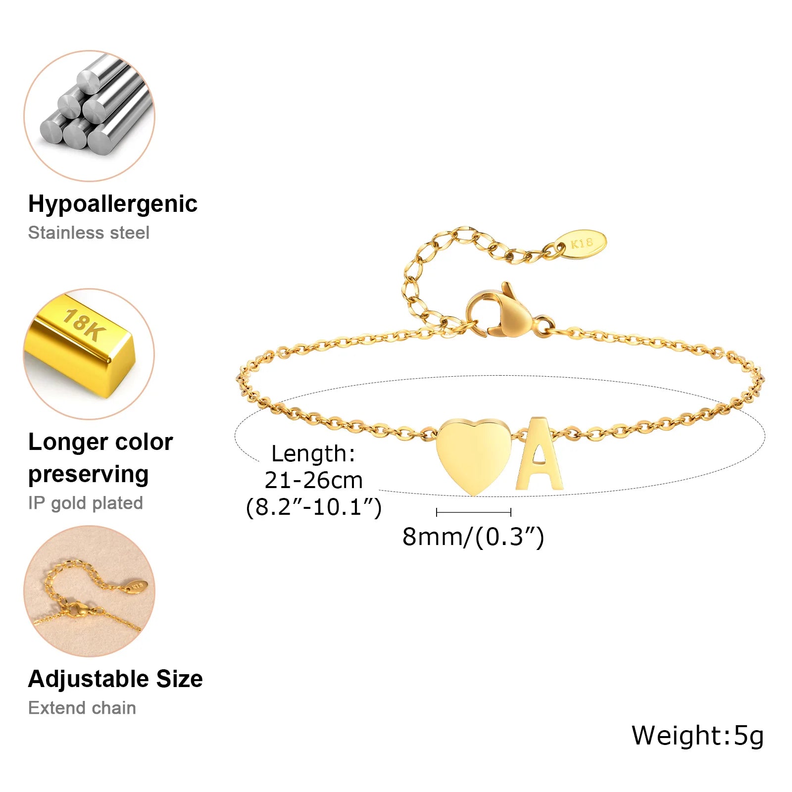Heart Initial Anklet