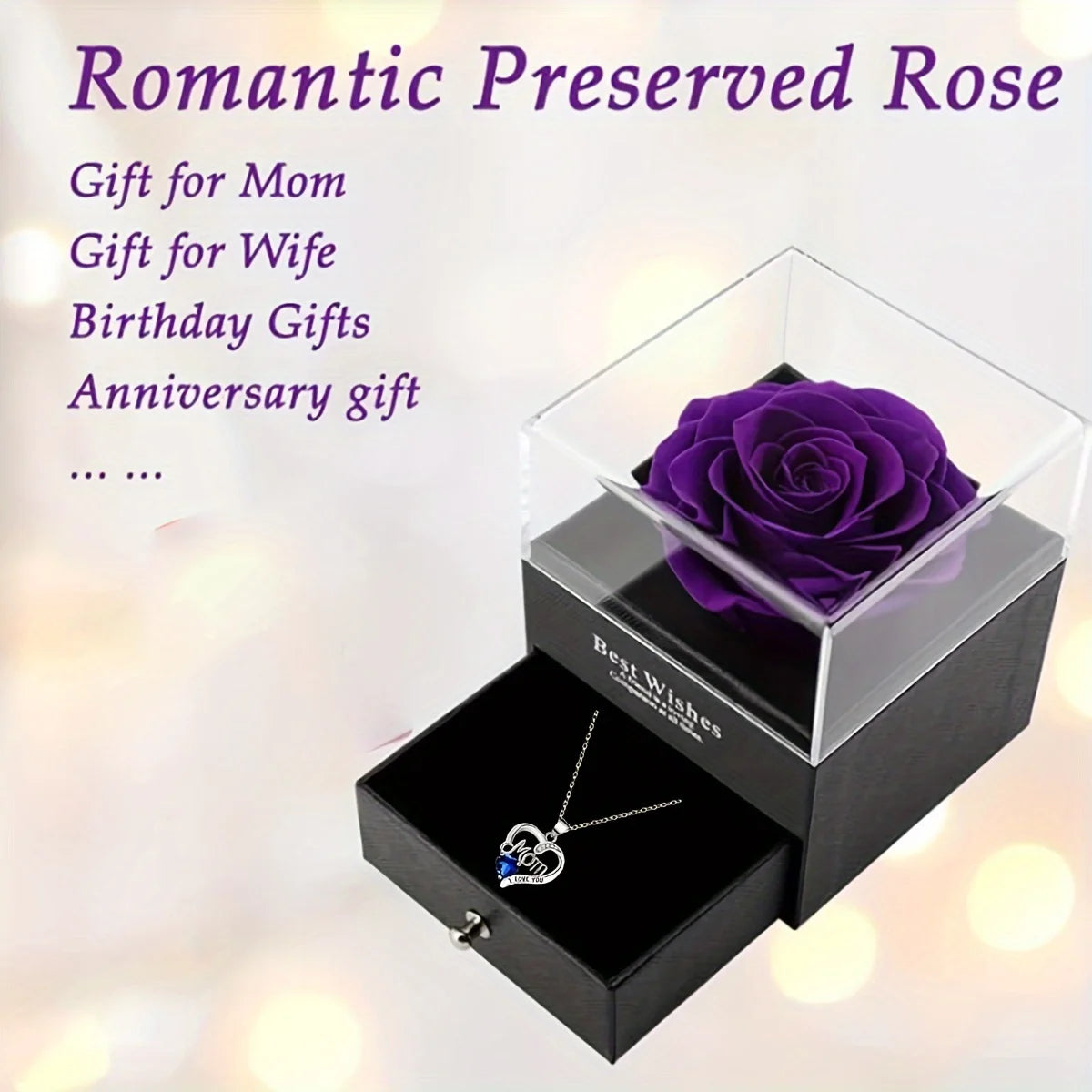 Mom Heart Pendant with Rose Box