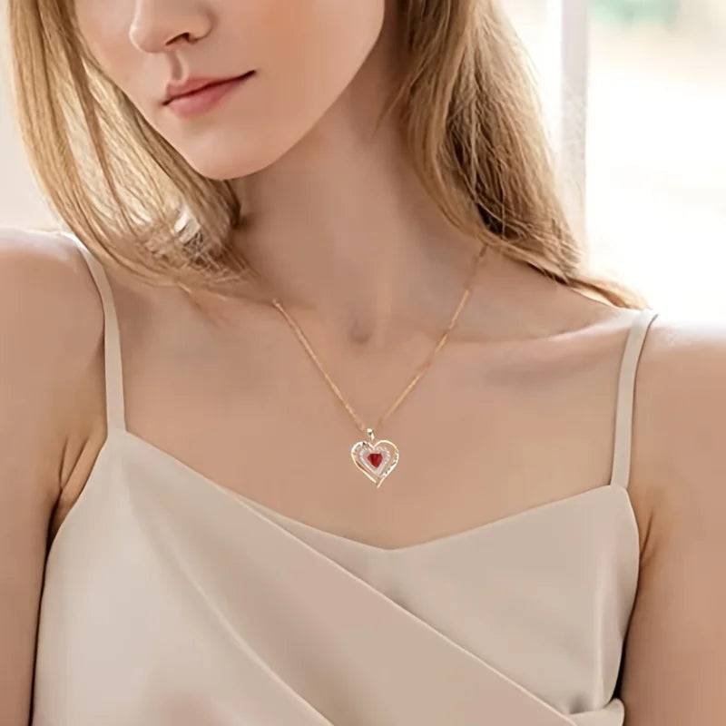 Red Zircon Pendant Necklace