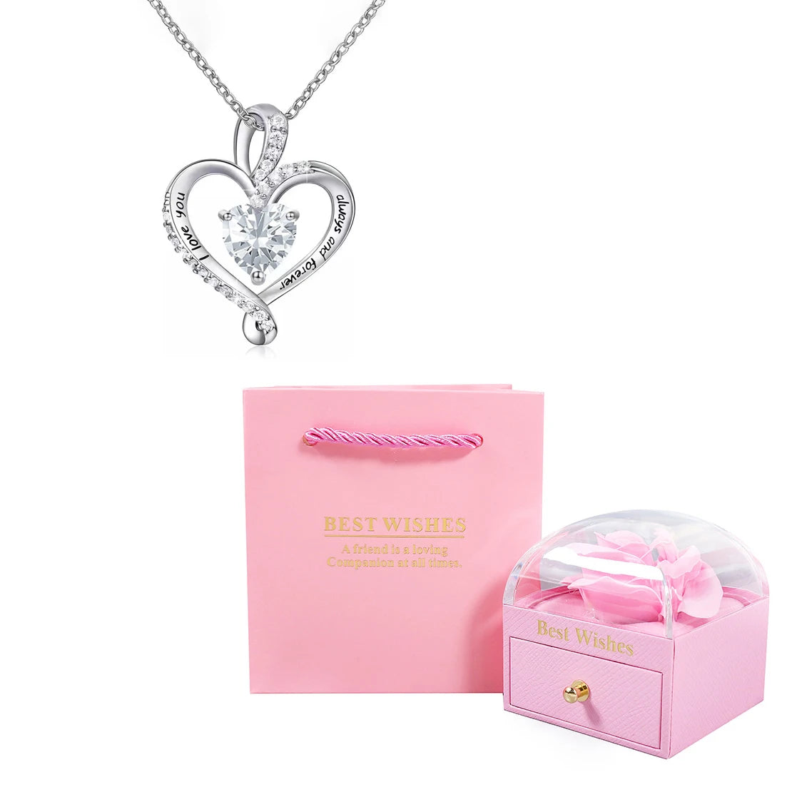 Heart Pendant Necklace with Gift Box