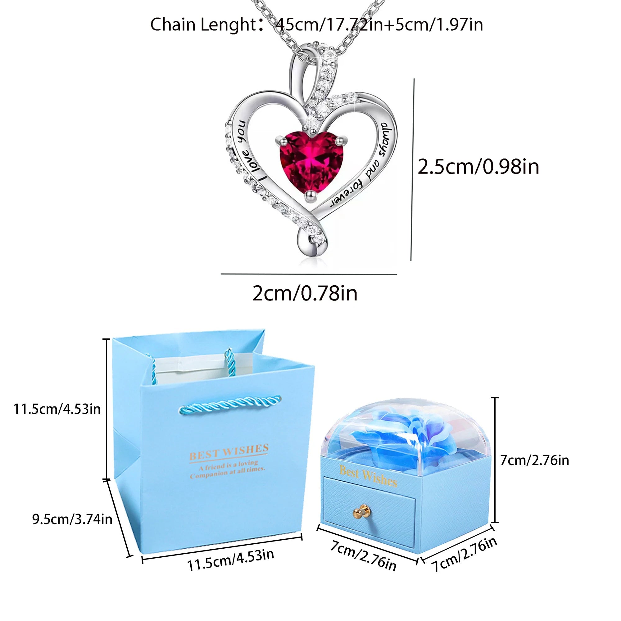Heart Pendant Necklace with Gift Box