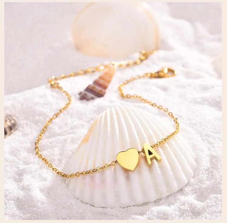 Heart Initial Anklet