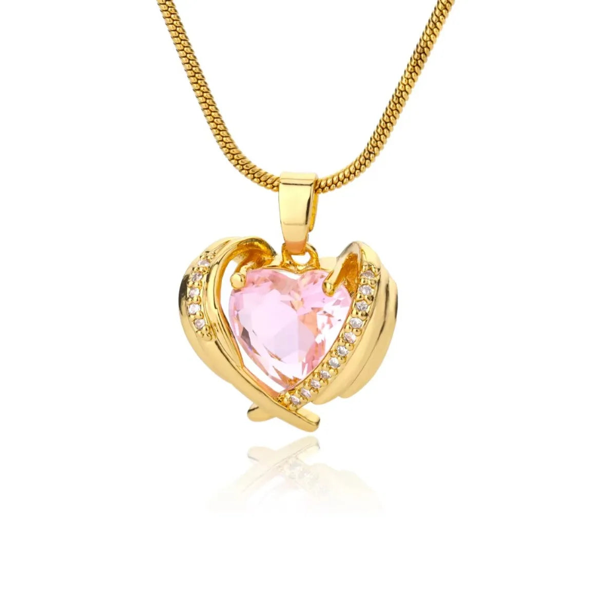 Pink Heart Wings Necklace