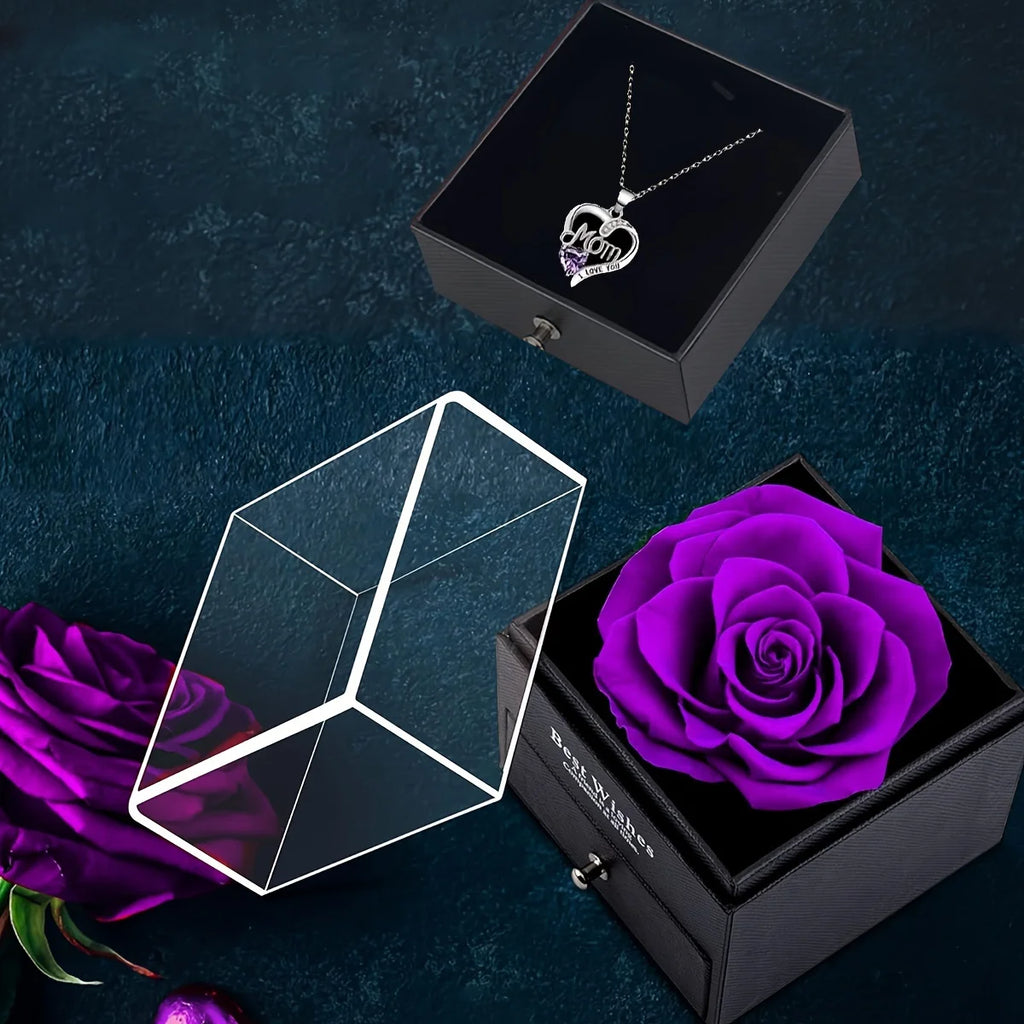 Mom Heart Pendant with Rose Box