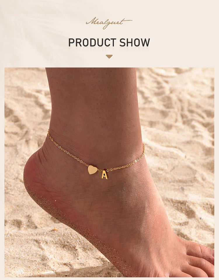 Heart Initial Anklet