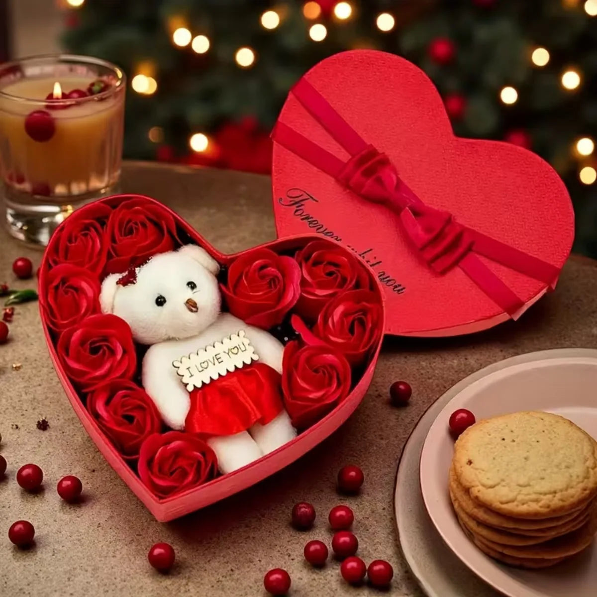 Rose Gift Box with Bear