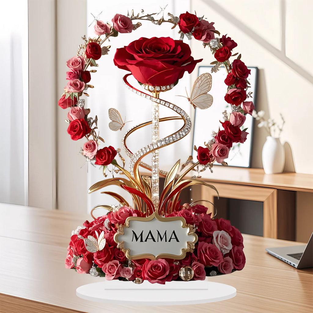 MOM Rose Acrylic Ornament
