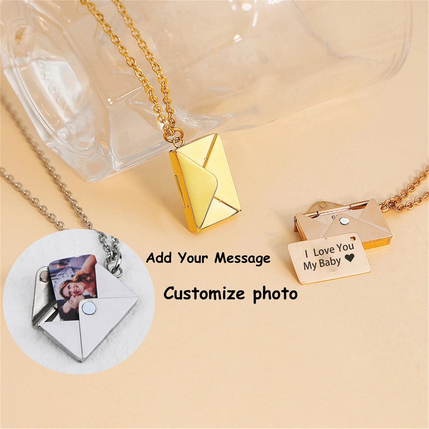 Custom Envelope Photo Necklace