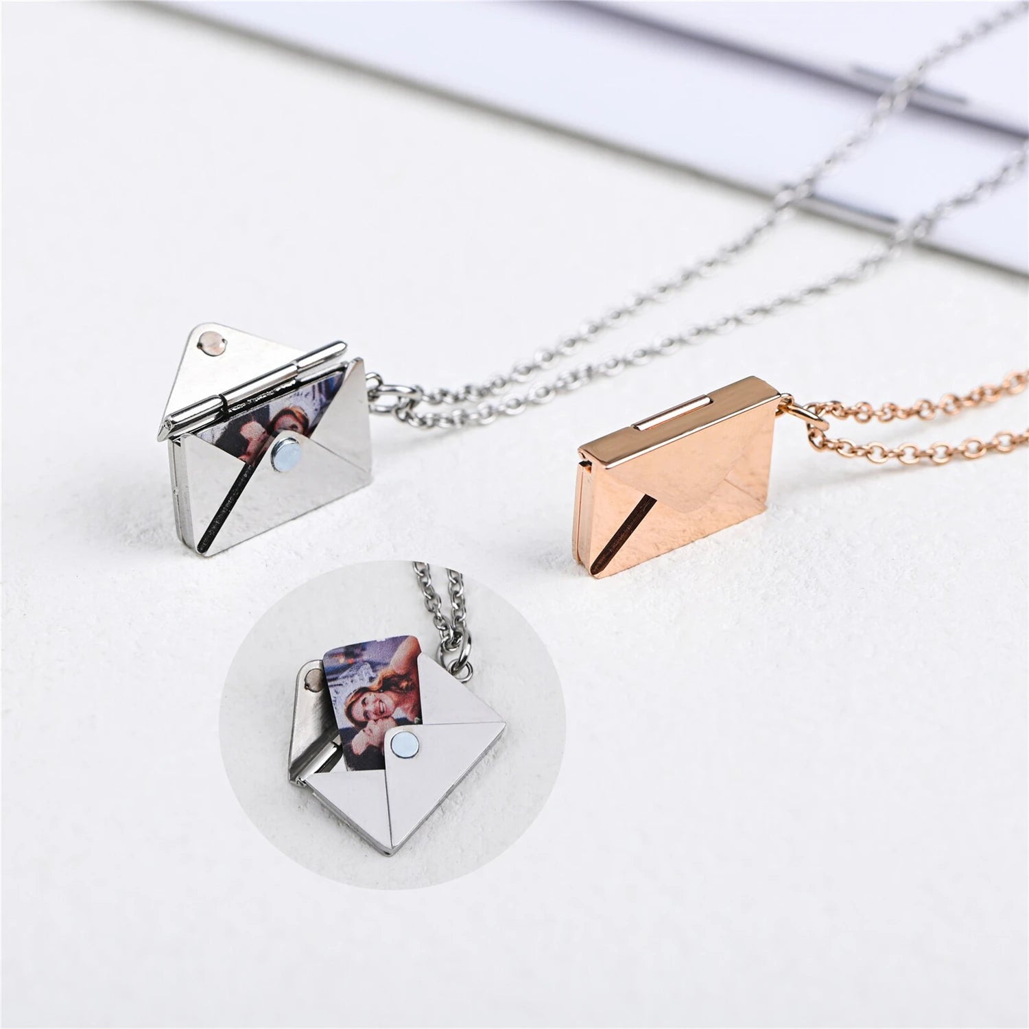 Custom Envelope Photo Necklace